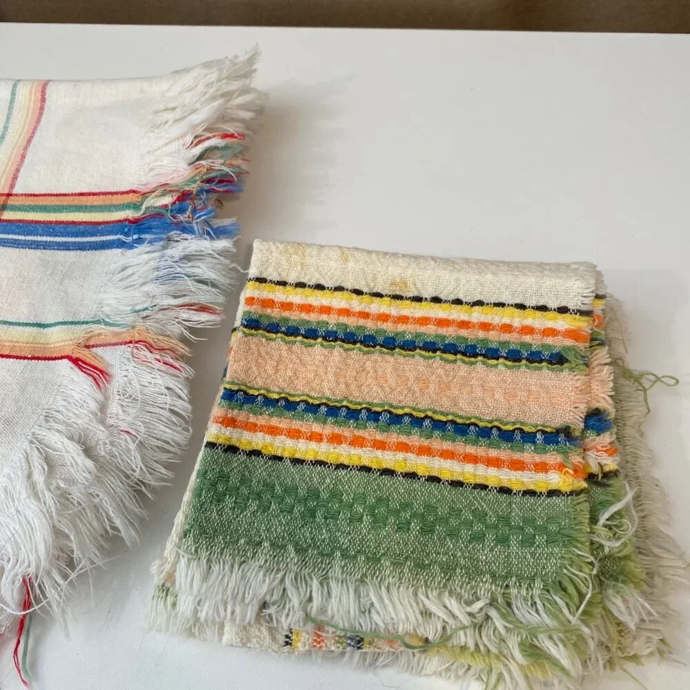 VTG Turkish Tablecloth & 4‎ Cotton Napkins Striped Picnic Set 5 Pc